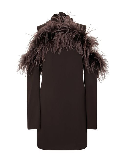 P.A.R.O.S.H. Black Dress With Feathers