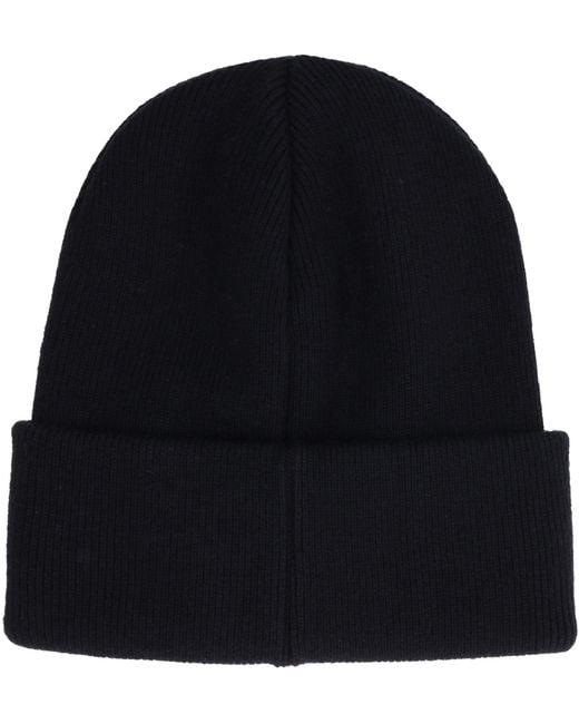 DSquared² Black Ribbed Knit Beanie for men