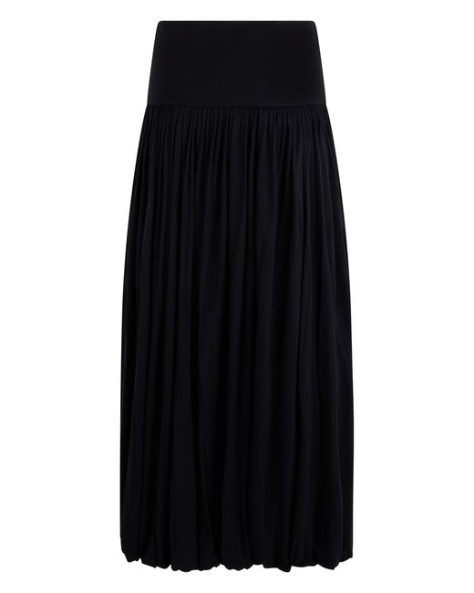Totême Black Long Skirt With Crinkled Effect