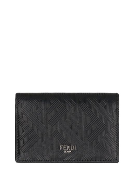 Fendi Black Leather Card Holder for men