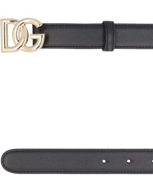 Dolce & Gabbana Black Dolce & Gabbana Dg Buckle Leather Belt