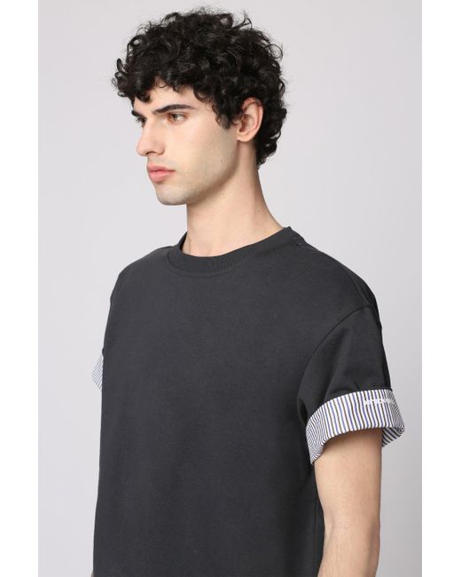 T-shirt girocollo in cotone di Bottega Veneta in Black da Uomo