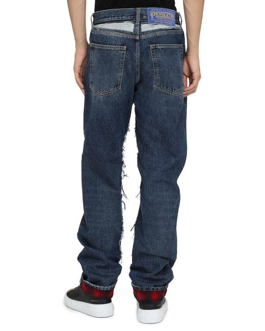Maison Margiela Blue Distressed 5-Pocket Straight-Leg Jeans For Fw23 for men