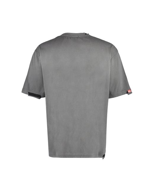 DIESEL Gray Cotton Crew-Neck T-Shirt for men