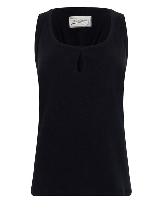 Victoria Beckham Black Cotton Linen Blend Tank Top