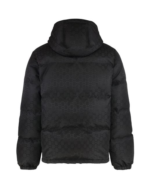 Gucci Black Hooded Nylon Down Jacket for men