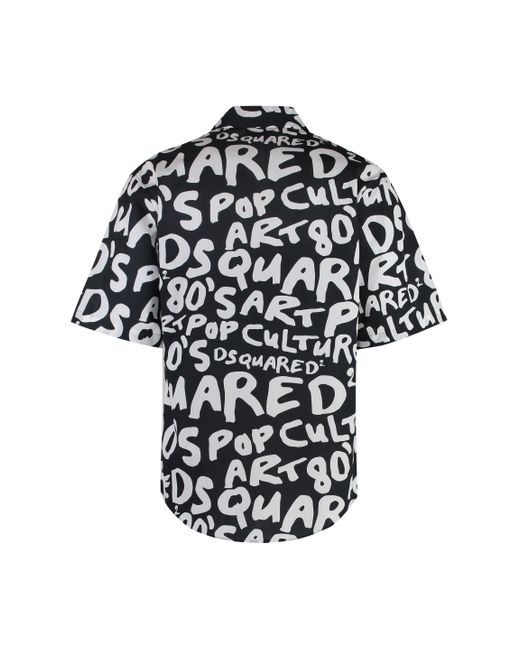DSquared² Black Printed Cotton Shirt for men