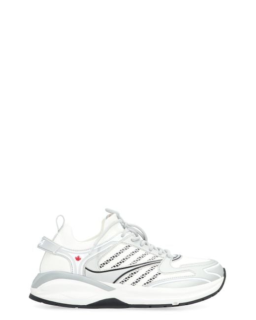 DSquared² White Dash Fabric Low-top Sneakers for men