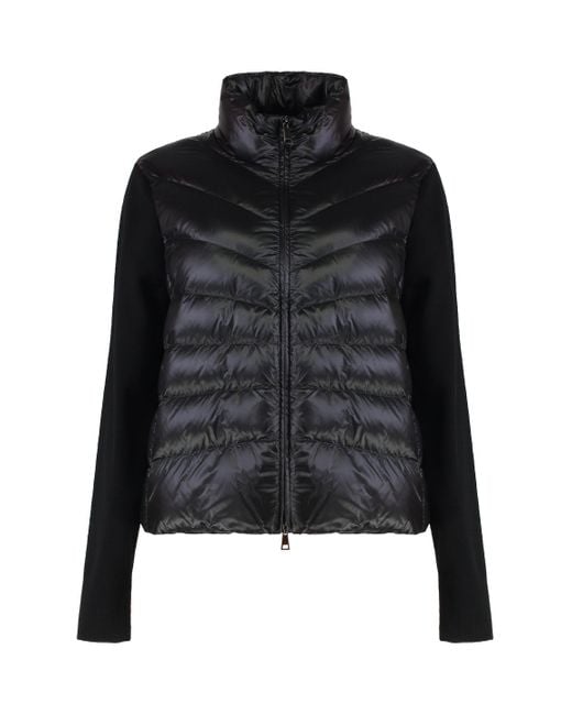 Moncler Black Cardigan With Padded Panels