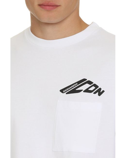 DSquared² White Cotton Crew-Neck T-Shirt for men