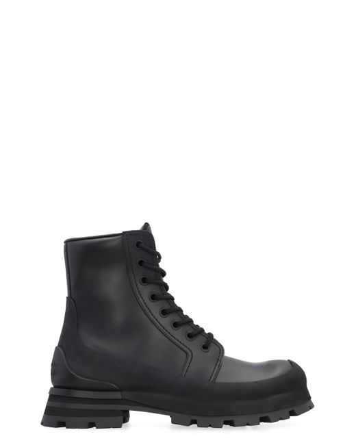 Alexander McQueen Black Wander Leather Lace-up Boots for men