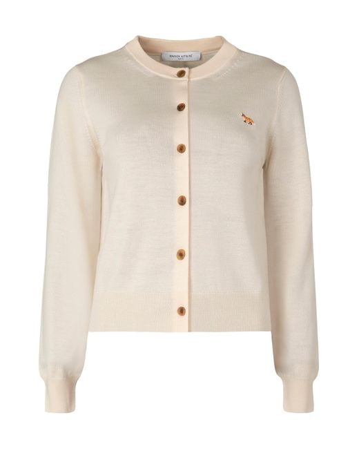 Cardigan in lana di Maison Kitsuné in Natural