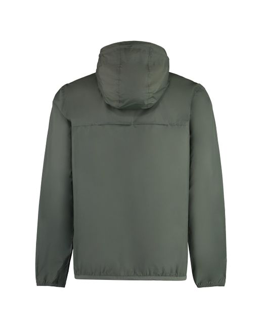 K-Way Green Claude Hooded Nylon Jacket for men