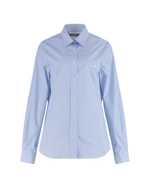 Moschino Blue Striped Cotton Shirt