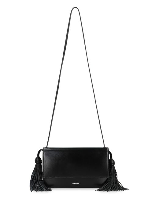 Jil Sander Black Tassel Leather Crossbody Bag