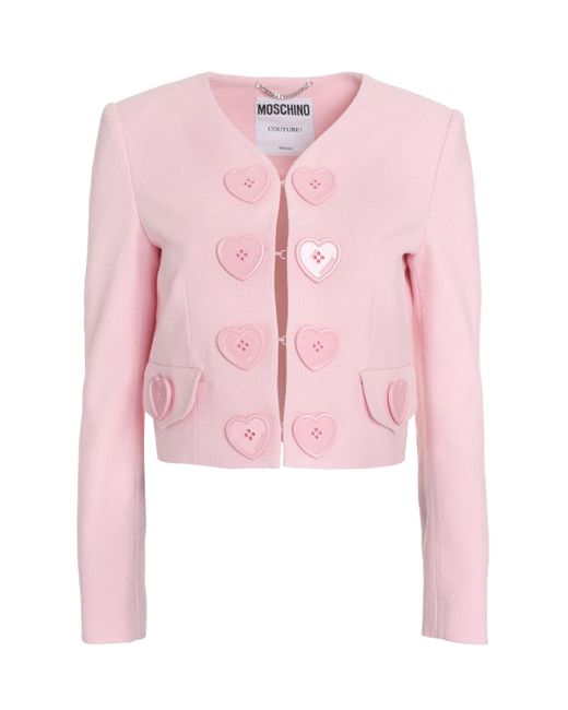Moschino Pink Bouclé Cotton Jacket