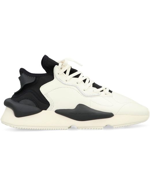 Y-3 White Kaiwa Leather And Fabric Low-top Sneakers