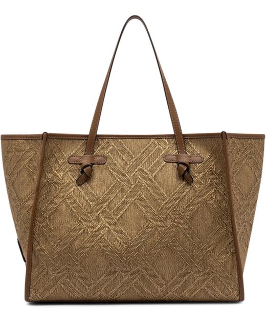 Shopping bag Marcella in canvas e pelle di Gianni Chiarini in Brown