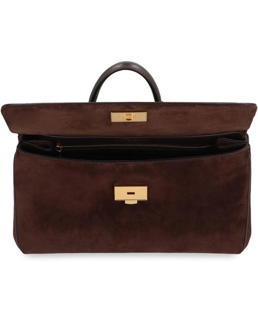 Dolce & Gabbana Brown My Sicily Suede Handbag