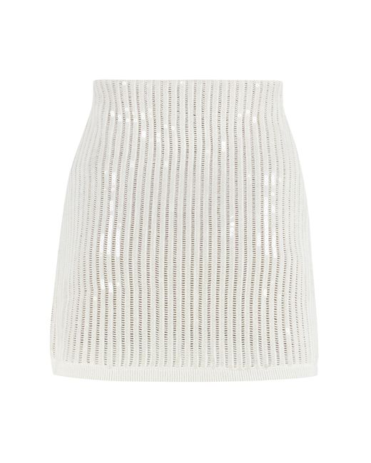 Self-Portrait White Knitted Mini Skirt