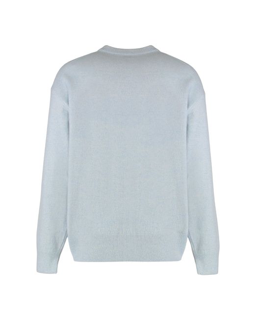 Boss Blue Wool Crew Neck Sweater for men