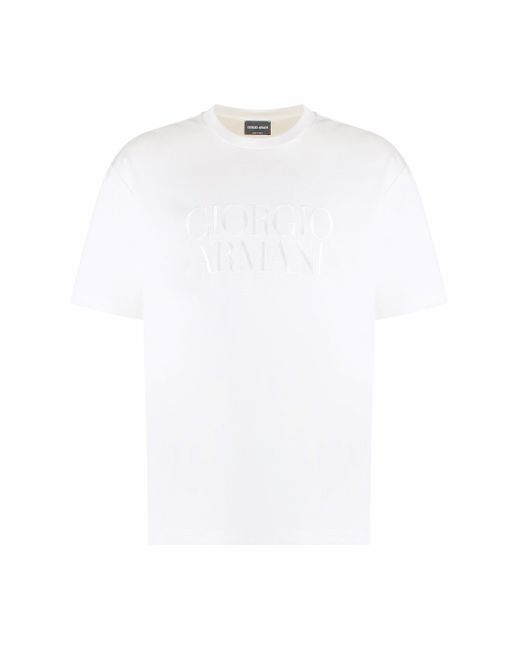 T-shirt girocollo in cotone di Giorgio Armani in White da Uomo