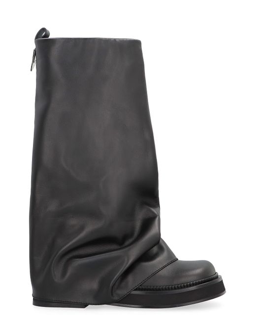 The Attico Black Robin Leather Ankle Boots