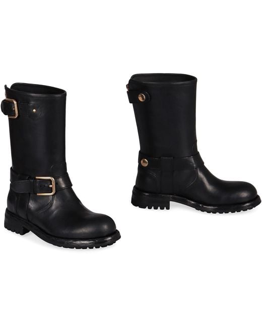 Dolce & Gabbana Black Leather Biker Boots