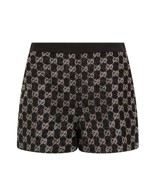 Gucci Black Shorts With Rhinestones