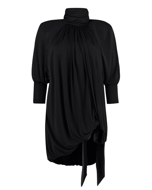 Saint Laurent Black Draped Jersey Dress