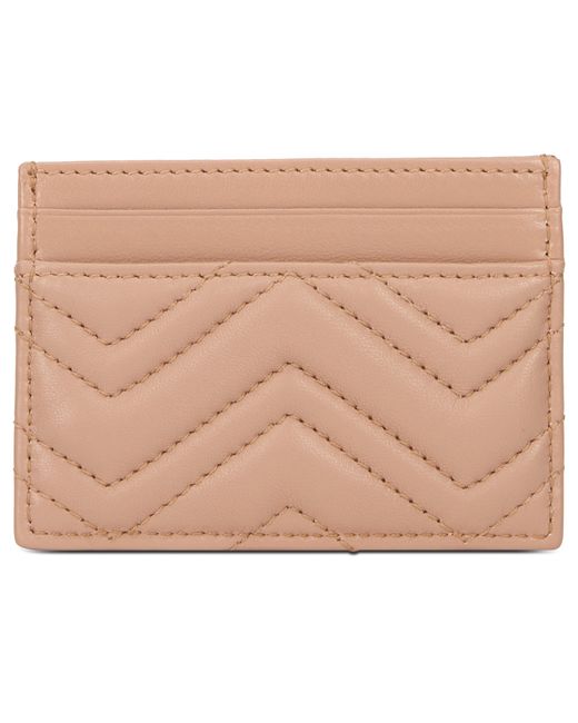 Gucci Brown Leather Card Holder With Chevron And Logo