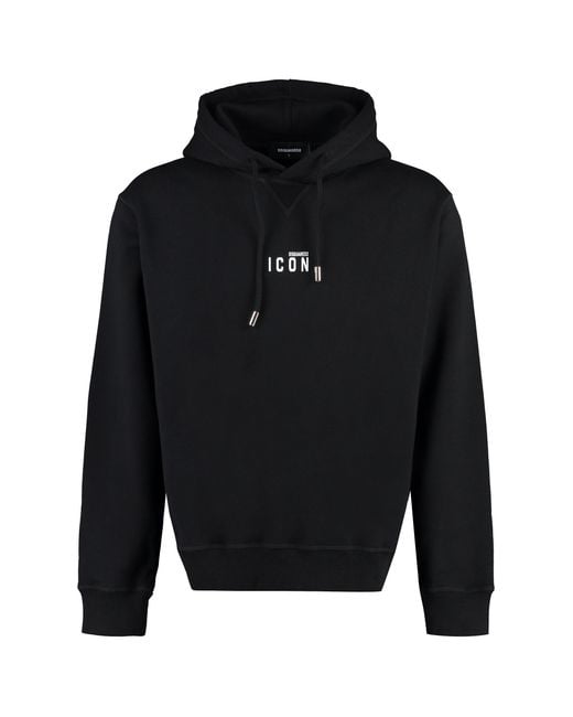 DSquared² Black Cotton Hoodie for men