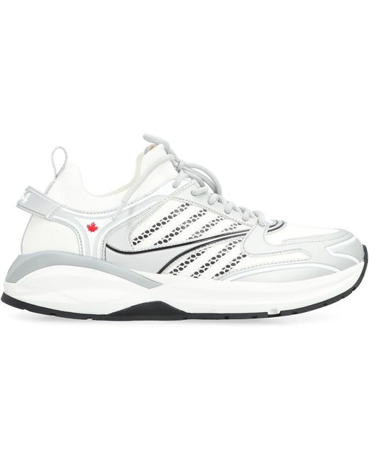 DSquared² White Dash Fabric Low-top Sneakers for men