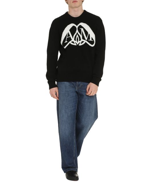 Alexander McQueen Black Cotton Crew-neck Sweater for men