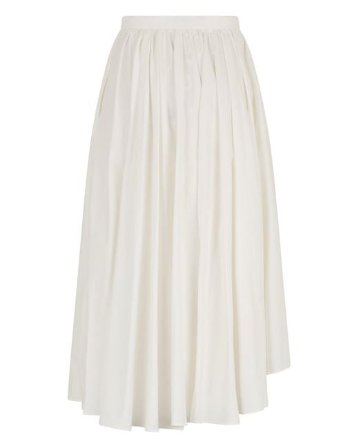 Self-Portrait White Asymmetrical Pleated Skirt