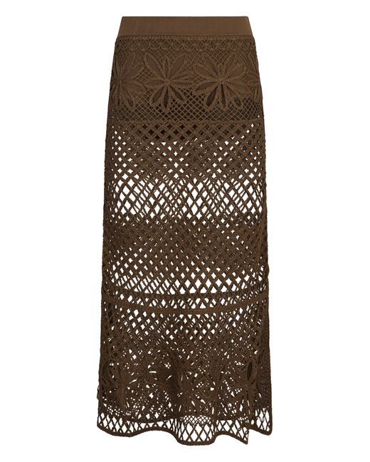 Pinko Brown Crispo Crochet Knit Skirt