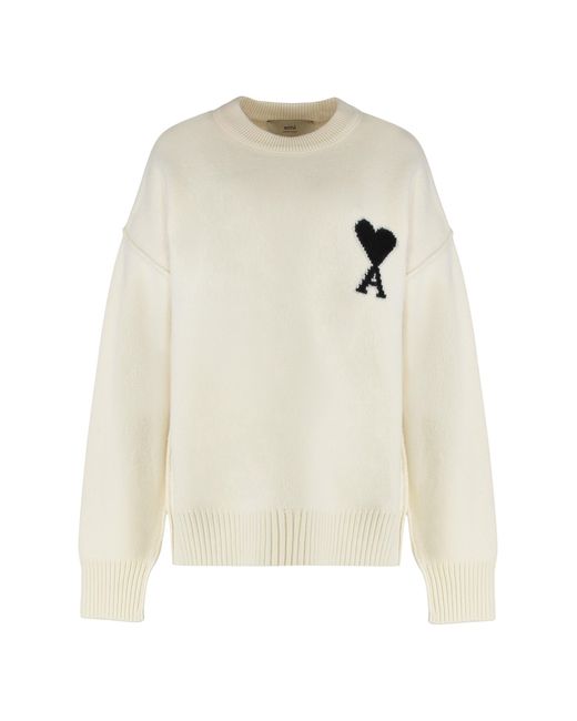 AMI White Sweater With Round Neck