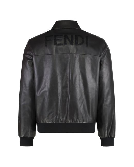 Fendi Black Leather Jacket for men