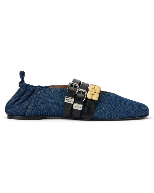 Ganni Blue Sue Triple Ballerina