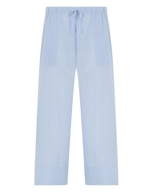 Totême Blue Loose Cotton And Linen Pants