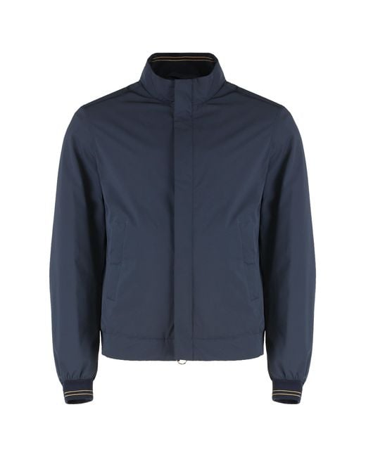 Paul & Shark Blue Technical Fabric Waterproof Jacket for men