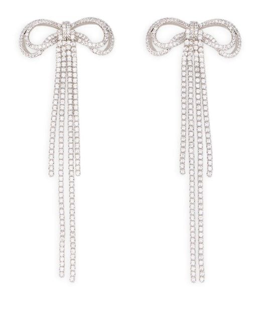Self-Portrait White Bow Drop Earrings