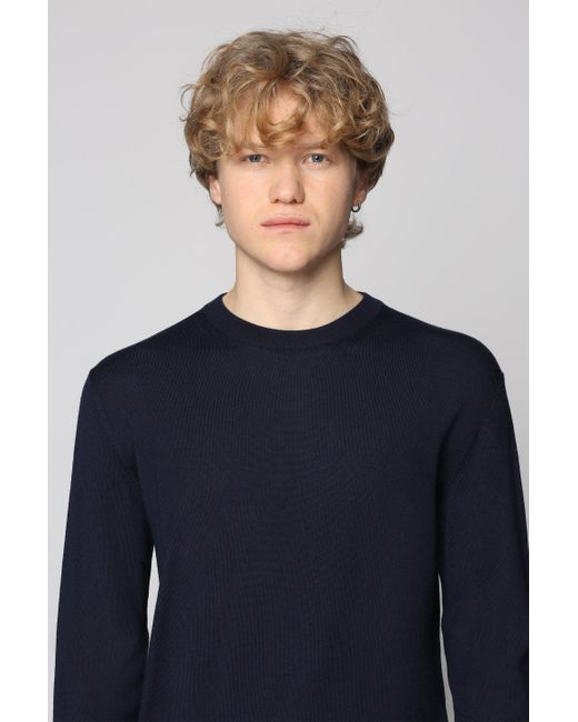 Gucci Blue Crew-neck Wool Sweater for men
