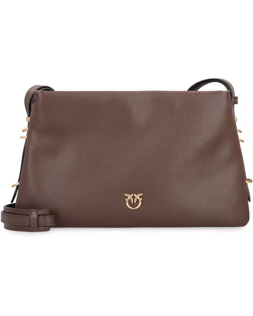 Pinko Brown One, Two, Three Leather Crossbody Bag