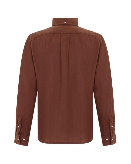 Gant Brown Long Sleeve Linen Shirt for men