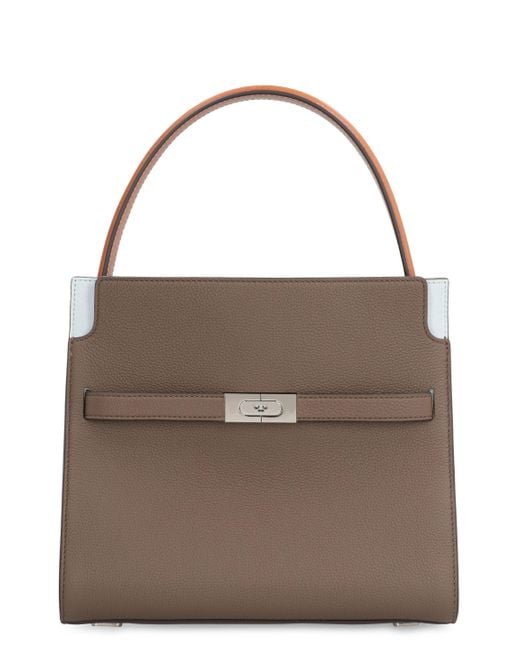 Tory Burch Brown Double Lee Radziwill Leather Handbag