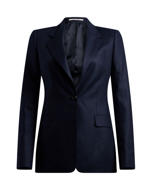 0205 Tagliatore Blue Single-Breasted Silk Blazer