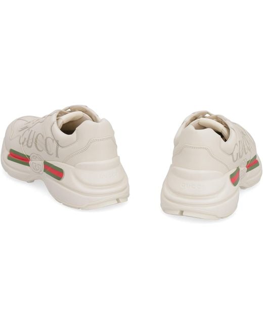 Gucci White Leather Rhyton Sneakers for men