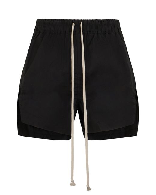 Rick Owens Black Elastic Cotton Shorts for men