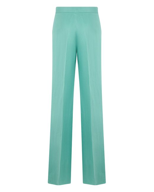Max Mara Green Straight Linen Trousers